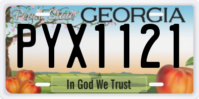 GA license plate PYX1121
