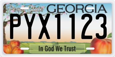 GA license plate PYX1123