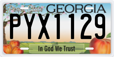 GA license plate PYX1129