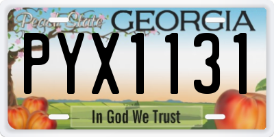 GA license plate PYX1131