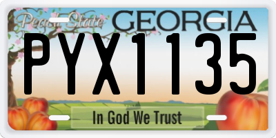 GA license plate PYX1135