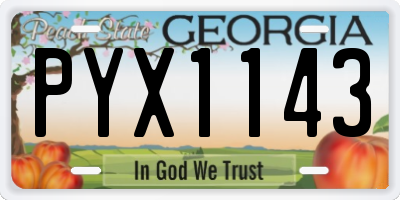 GA license plate PYX1143