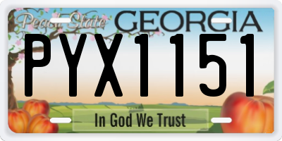 GA license plate PYX1151