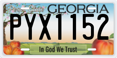 GA license plate PYX1152