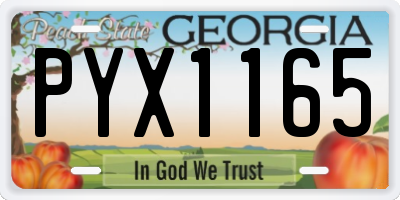 GA license plate PYX1165