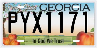 GA license plate PYX1171