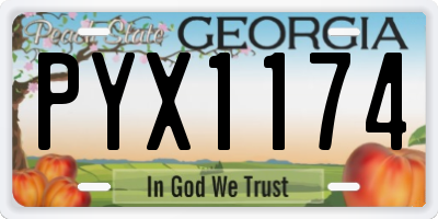 GA license plate PYX1174