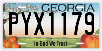 GA license plate PYX1179