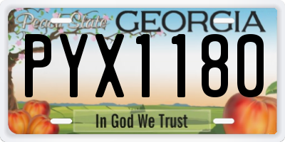 GA license plate PYX1180