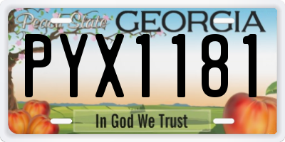 GA license plate PYX1181