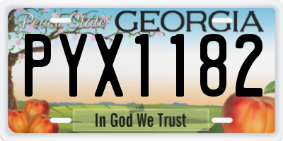 GA license plate PYX1182
