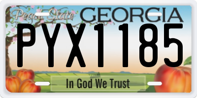 GA license plate PYX1185
