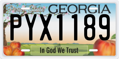 GA license plate PYX1189