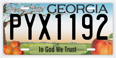 GA license plate PYX1192