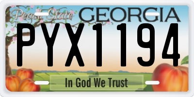 GA license plate PYX1194