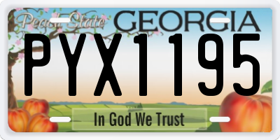 GA license plate PYX1195