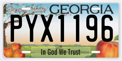 GA license plate PYX1196