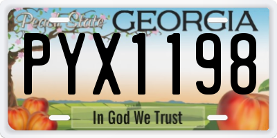 GA license plate PYX1198