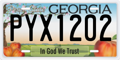 GA license plate PYX1202