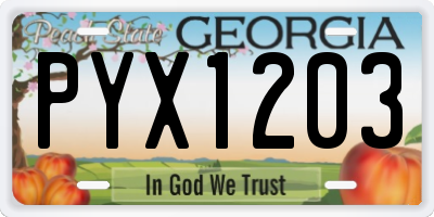 GA license plate PYX1203
