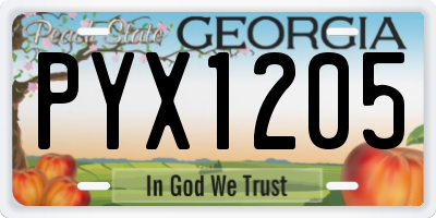 GA license plate PYX1205