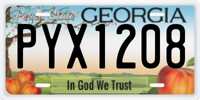 GA license plate PYX1208
