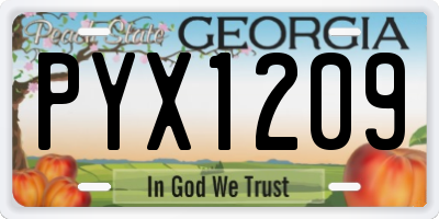 GA license plate PYX1209
