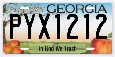 GA license plate PYX1212
