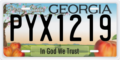 GA license plate PYX1219
