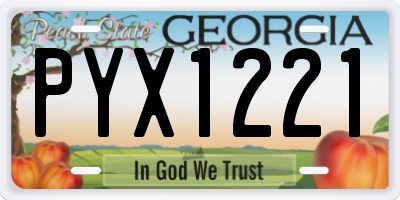GA license plate PYX1221