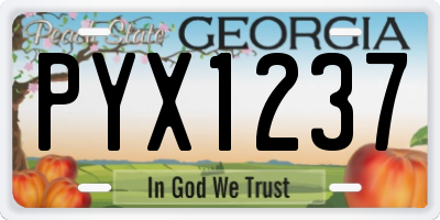 GA license plate PYX1237