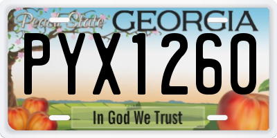 GA license plate PYX1260