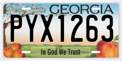 GA license plate PYX1263
