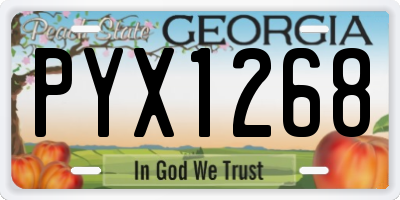 GA license plate PYX1268