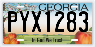 GA license plate PYX1283