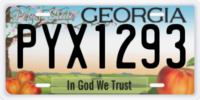 GA license plate PYX1293