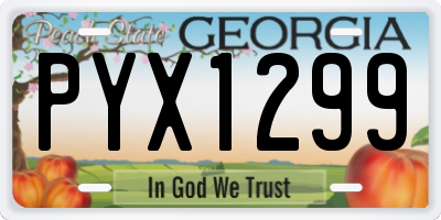 GA license plate PYX1299