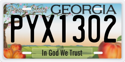 GA license plate PYX1302