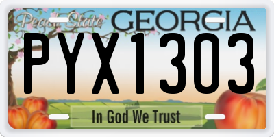 GA license plate PYX1303