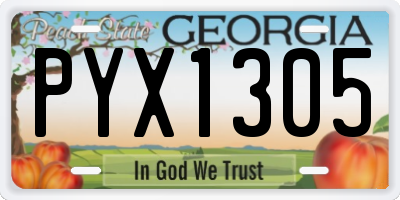 GA license plate PYX1305