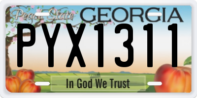 GA license plate PYX1311
