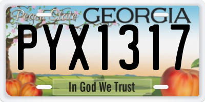 GA license plate PYX1317