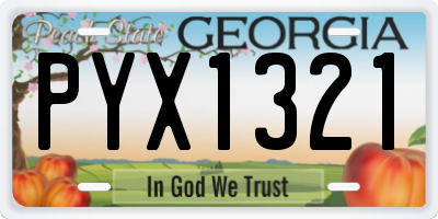 GA license plate PYX1321