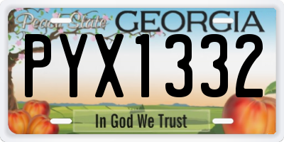 GA license plate PYX1332