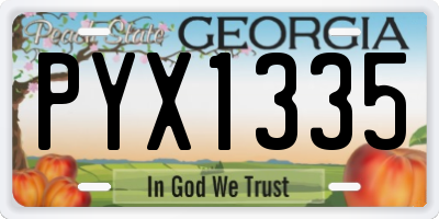 GA license plate PYX1335