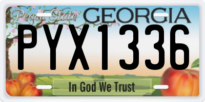 GA license plate PYX1336