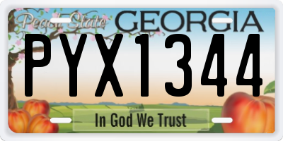 GA license plate PYX1344