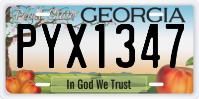 GA license plate PYX1347