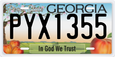 GA license plate PYX1355