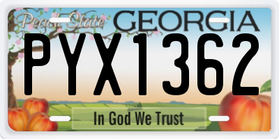 GA license plate PYX1362